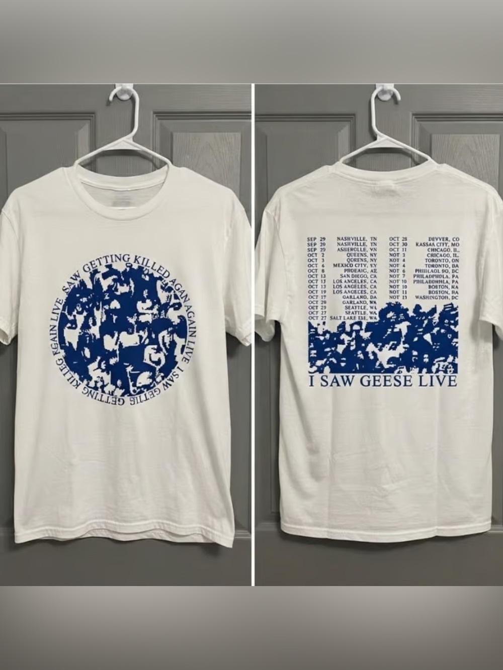 I Saw Geese Live Tour Dates Vintage White T-Shirt